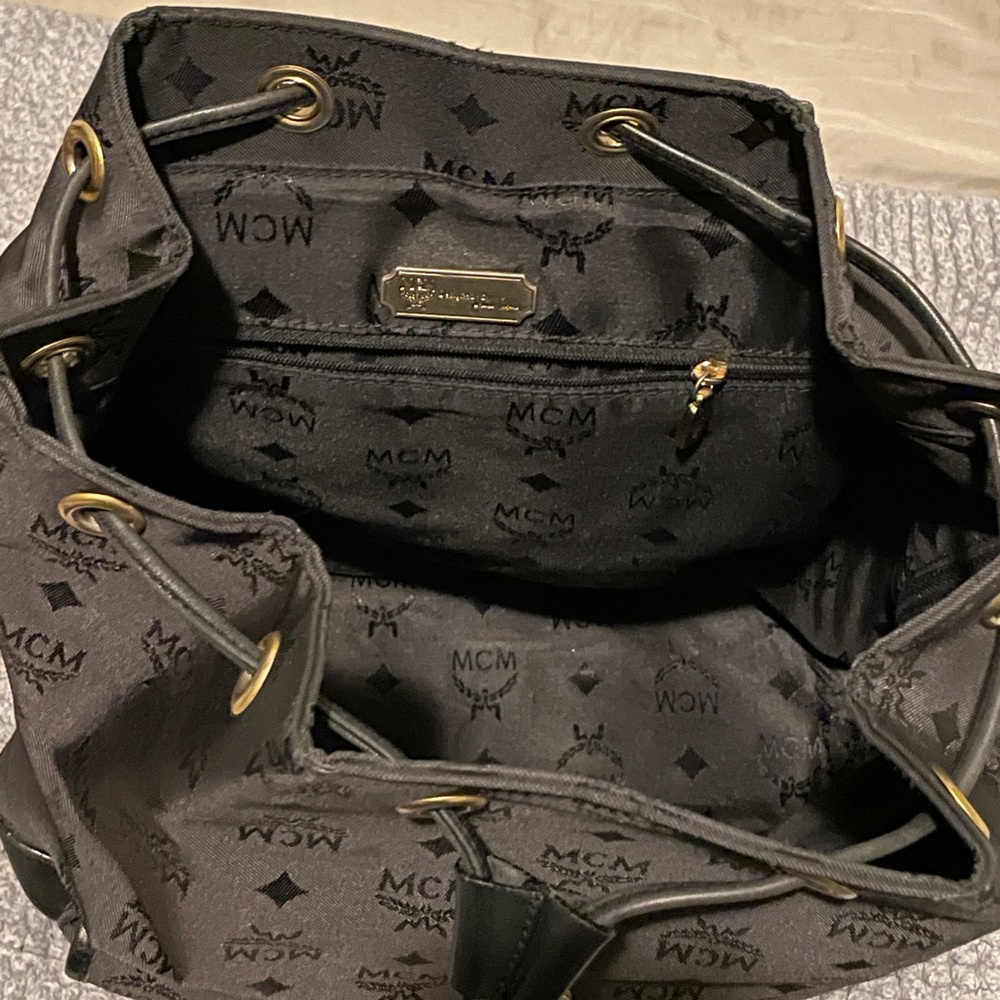 MCM Black Monogram Backpack with Gold-Tone Hardware - Picture 9 of 13